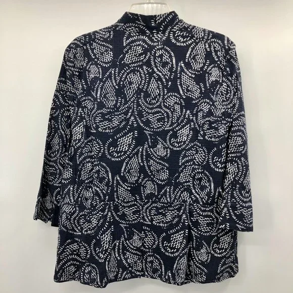 CJ Banks Jacket Womens X 14W Used Navy No Collar Zip Front Lightweight - Picture 2 of 12